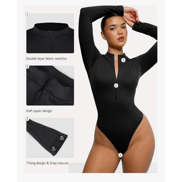 Half zip long sleeve bodysuit- Size XL/XXL - Picture 1 of 6